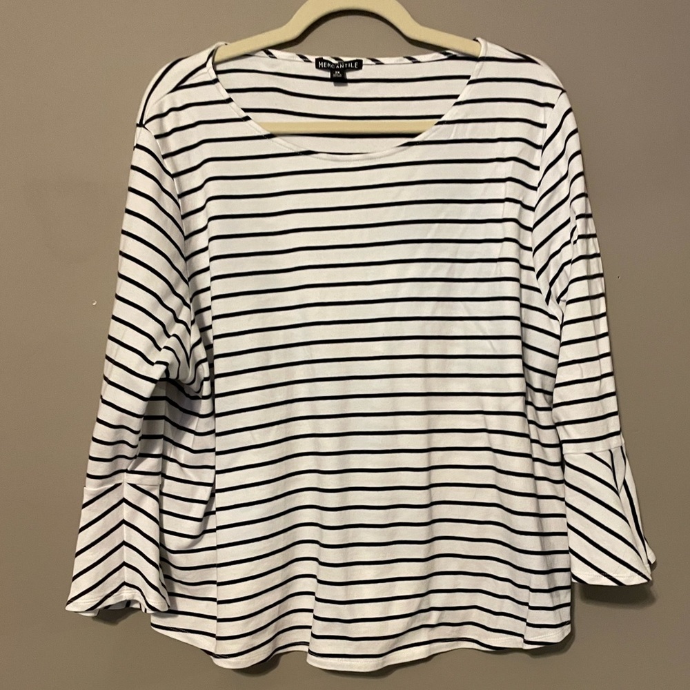 J. Crew Mercantile flared sleeve striped top - Picture 1 of 5